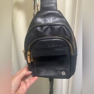 lululemon athletica Black Belt Bag with Patterned Strap